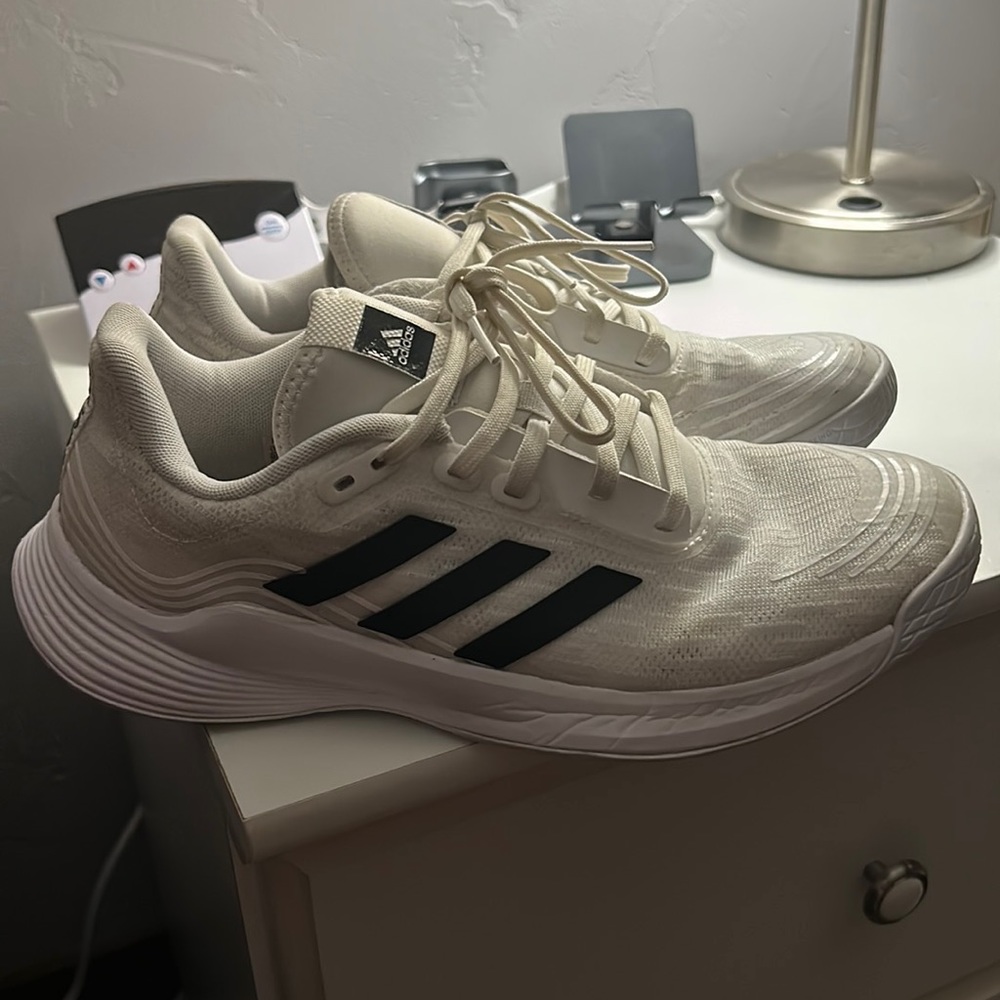 Women’s White Adidas Volleyball Shoes